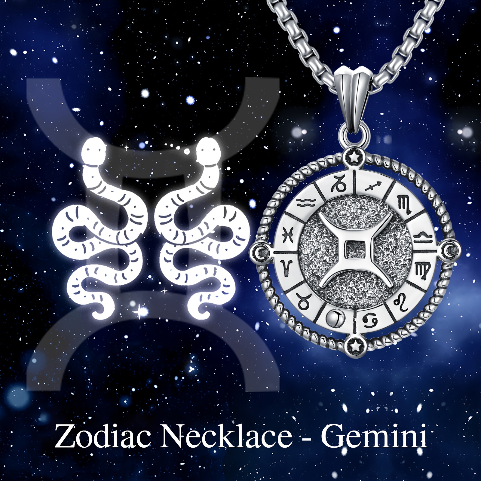 925 Silver Zodiac Sign Necklace with Constellation Pendant
